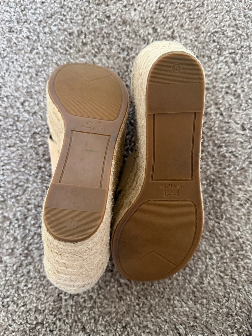 Marc Fisher Nude Suede Crisscross Espadrille Wedges